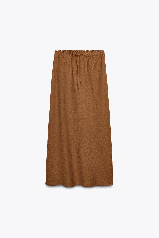 ZW COLLECTION 100% LINEN MIDI SKIRT