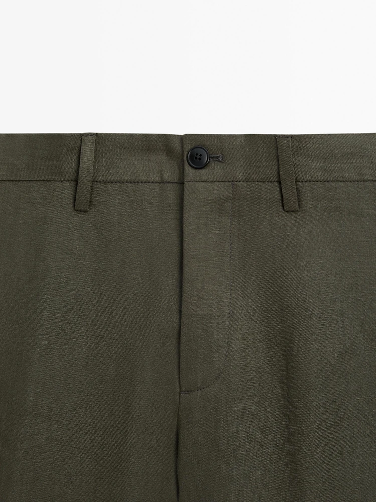 100% linen regular fit trousers