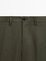 100% linen regular fit trousers