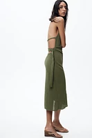 TEXTURED HALTER DRESS