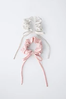 TWO-PACK OF GLITTERY BOW HAIR TIES