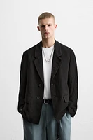 RELAXED FIT WRINKLED JACQUARD BLAZER