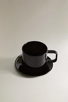 BOROSILICATE GLASS MUG AND SAUCER