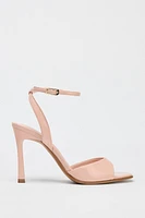 CRACKLED EFFECT HEELED SANDALS