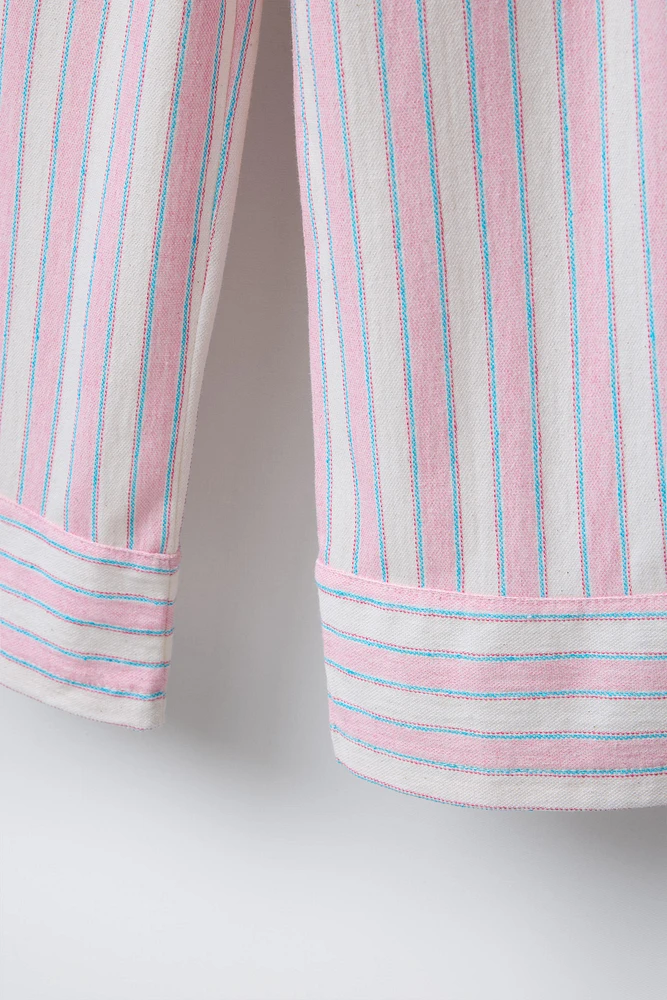 PANTALON À JAMBES LARGES RAYURES