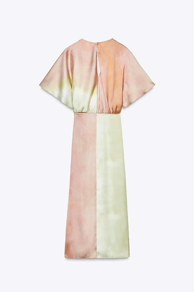 TIE DYE PRINT MIDI DRESS