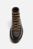 LACED LEATHER BOOTS