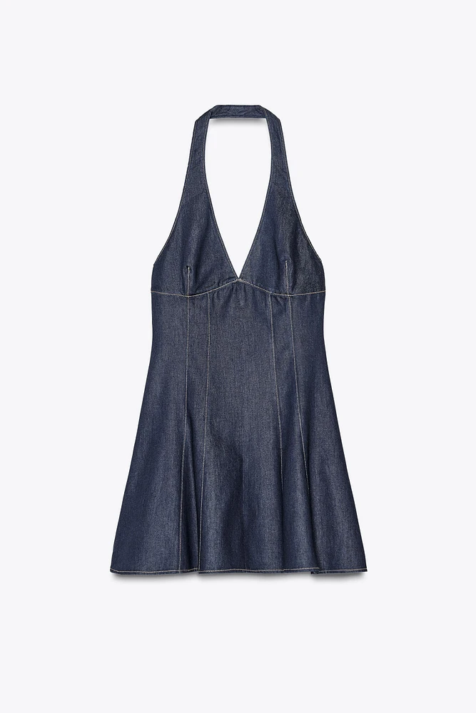 TRF HALTER DENIM DRESS