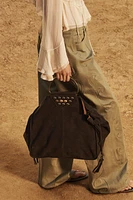 LIMITED EDITION SUEDE STUDDED CITY BAG