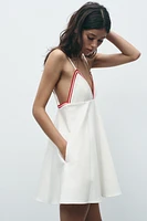 SHORT DRESS WITH CONTRASTING RIB TRIM