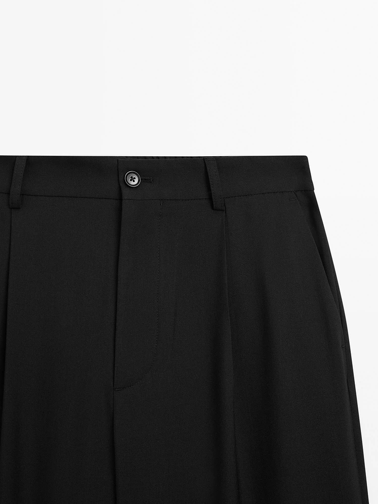 Relaxed fit cool wool blend trousers