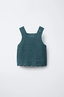 FLORAL CROCHET KNIT TOP
