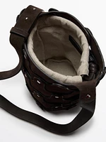 Sac seau à clous en croûte de cuir