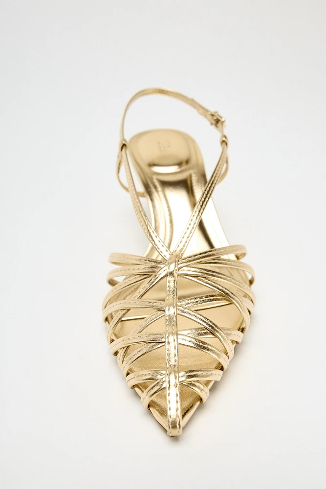 METALLIC EFFECT HEELED SLINGBACKS