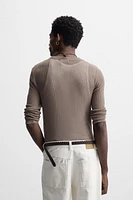 SEMI-SHEER RIBBED T-SHIRT