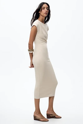 SIDE DRAPED MIDI DRESS