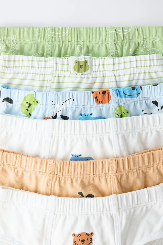 2-6 ANS/ LOT DE SIX SLIPS ANIMAUX