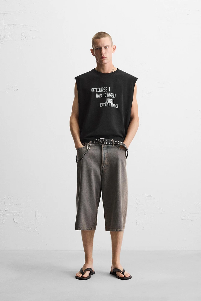 TEXT PRINT TANK T-SHIRT