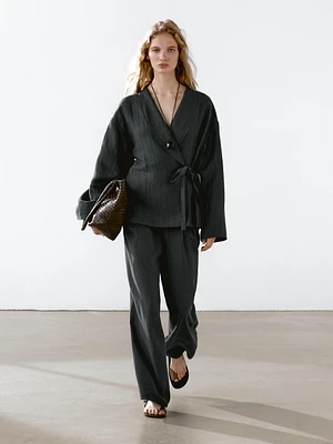 100% linen kimono with tie