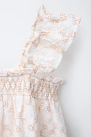 EMBROIDERED RUFFLE DRESS