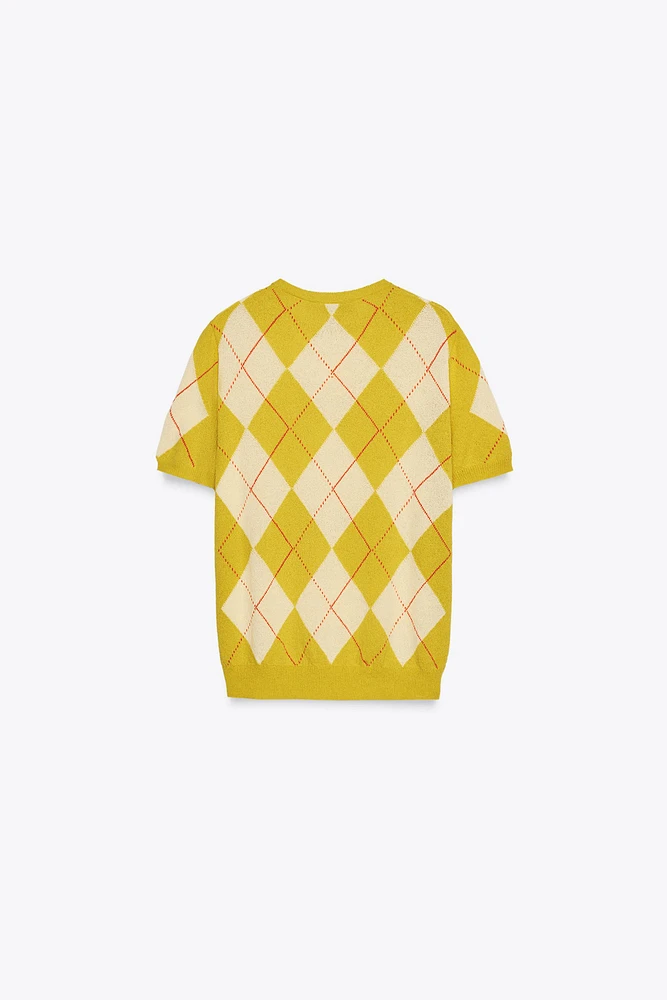 TOP EN MAILLE À LOSANGES