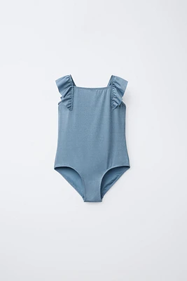 6-14 YEARS/ GLITTER RUFFLE SWIMSUIT