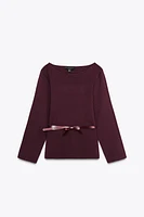 BELTED KNIT TOP