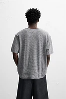 STRIPED COTTON LINEN BLEND T-SHIRT