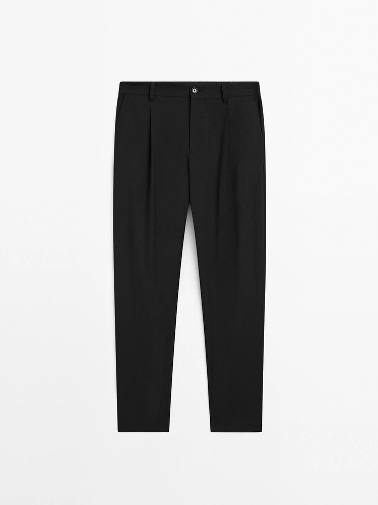 Relaxed fit cool wool blend trousers