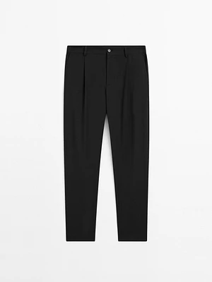 Relaxed fit cool wool blend trousers