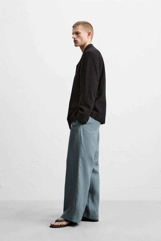 RELAXED FIT WRINKLED JACQUARD BLAZER