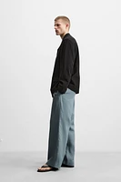 RELAXED FIT WRINKLED JACQUARD BLAZER