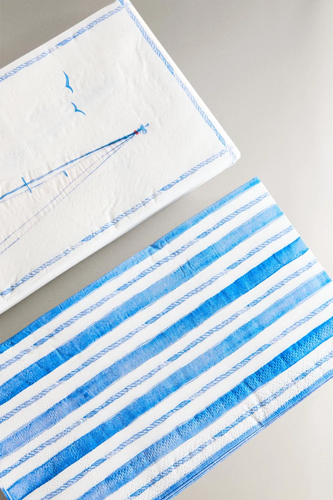 LOT SERVIETTES DE TABLE PAPIER BATEAU (30 UNITÉS)