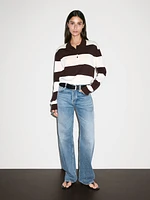 Pull en maille à col polo et rayures