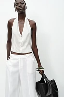 LINEN HALTER VEST TOP
