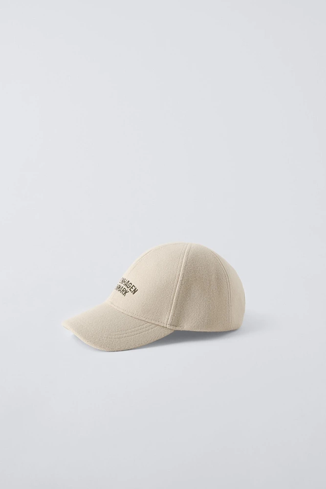 EMBROIDERED TEXT CLOTH CAP