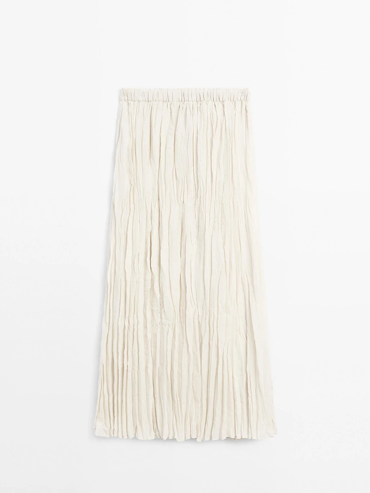 Flared pleated midi skirt