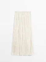 Flared pleated midi skirt