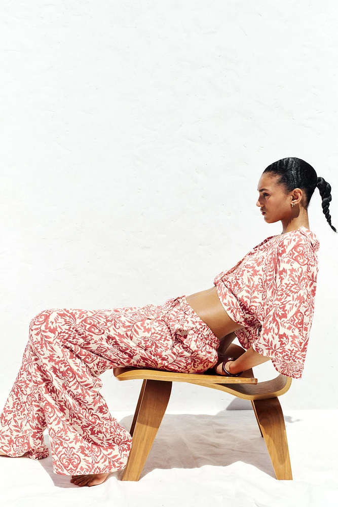 PRINTED RUSTIC WIDE-LEG PANTS