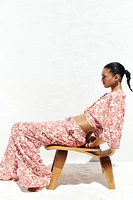 PRINTED RUSTIC WIDE-LEG PANTS
