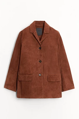 BLAZER EN CUIR DAIM 100 % ZW COLLECTION ÉDITION LIMITÉE