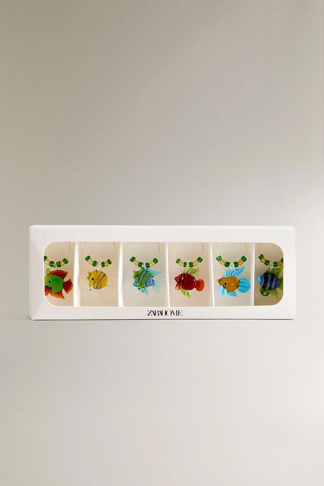FISH MARKERS FOR GLASSES (SET OF 6)