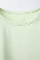 RIBBED CUT OUT BOW T-SHIRT