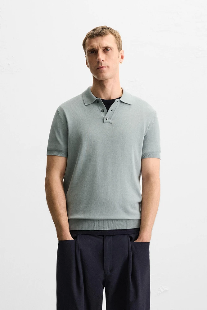 VISCOSE BLEND KNIT POLO SHIRT