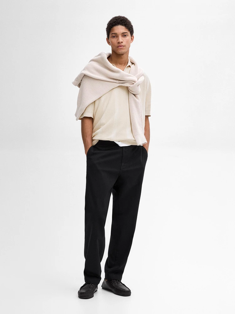 Short sleeve cotton knit polo shirt