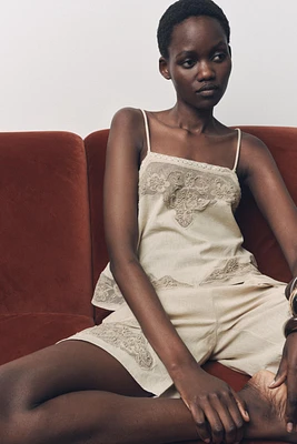 EMBROIDERED BEADED CAMISOLE TOP