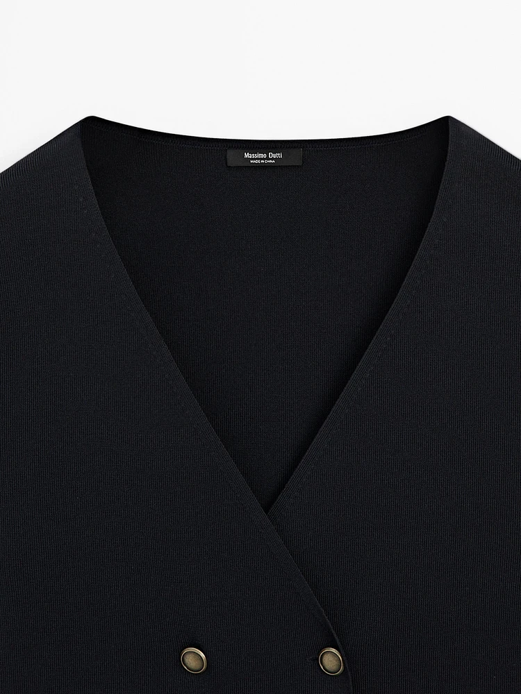 Cardigan manches courtes col en V