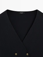 Cardigan manches courtes col en V
