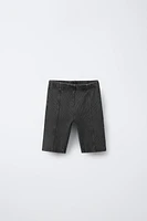 WASHED EFFECT RIBBED BIKE SHORTS