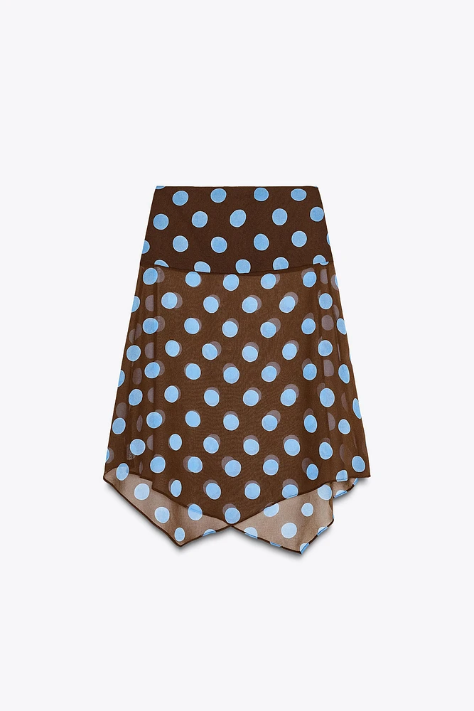 POLKA DOT ASYMMETRIC SKIRT